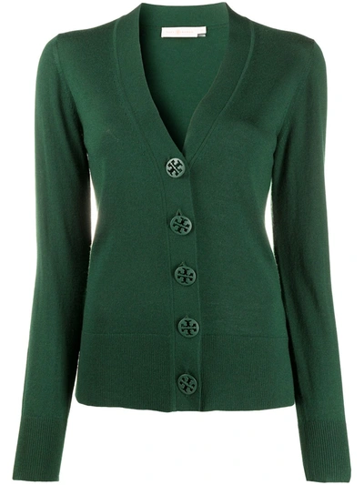 Tory Burch Simone Dark Green Merino Wool Cardigan