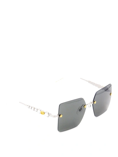 Gucci Crystal Embellished Squared Sunglasses In Grey