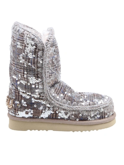 Mou Eskimo 24 Sequin Embellished Booties In Grey