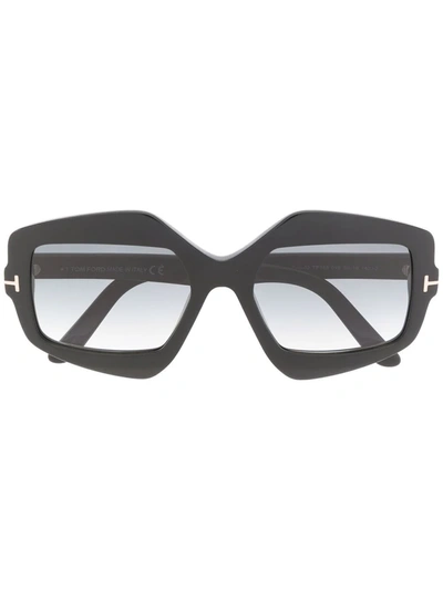 Tom Ford Tate Irregular Square Acetate Sunglasses In Smoke