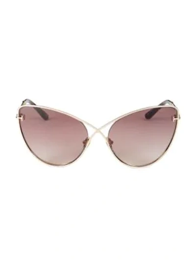 Tom Ford Women's Leila Cat Eye Sunglasses, 63mm In Shiny Rose Gold/gradient Brown