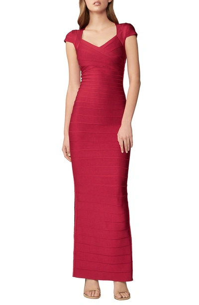 Herve Leger Women's Bodycon Bandage Column Gown In Cranberry