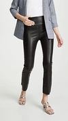 Sprwmn Crop Flare Embossed Leather Leggings In Black