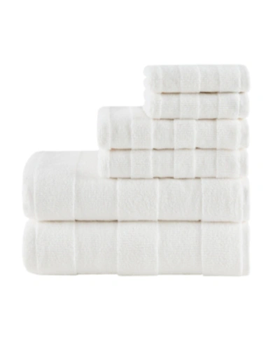 Madison Park Parker Zero-twist 600 Gsm Stripe Cotton 6-pc. Towel Set Bedding In Ivory