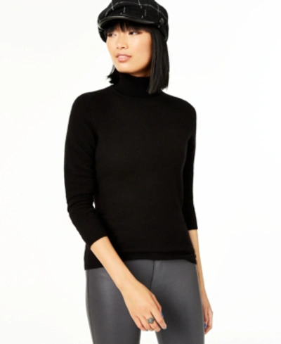 Charter Club Cashmere Turtleneck Sweater, In Regular And Petites, Created For Macy's In Classic Black
