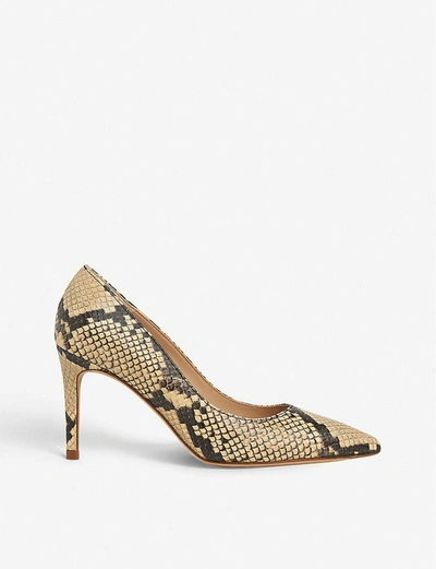 Lk Bennett Floret Snake-embossed Leather Courts In Yel-yellow