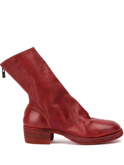 Guidi High-ankle Leather Boots In T Red