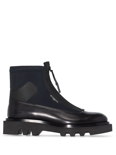 Givenchy Panelled Leather Combat Boots In Black