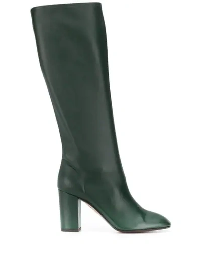 Aquazzura Green Boogie Boots In Nappa Leather