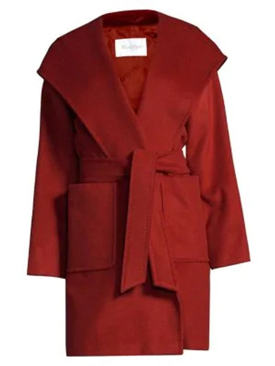 Max Mara Women's Rialto Hooded Wool Wrap Jacket In Red 2