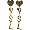 Saint Laurent Crystal-embellished Logo Pendant Earrings In Black
