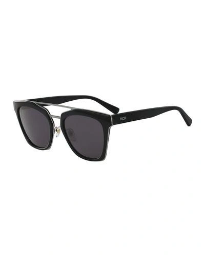 Mcm Square Monochromatic Brow-bar Sunglasses In Black