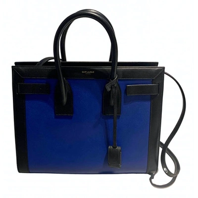 Pre-owned Saint Laurent Sac De Jour Leather Handbag In Blue