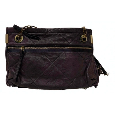 Pre-owned Lanvin Amalia Purple Leather Handbag