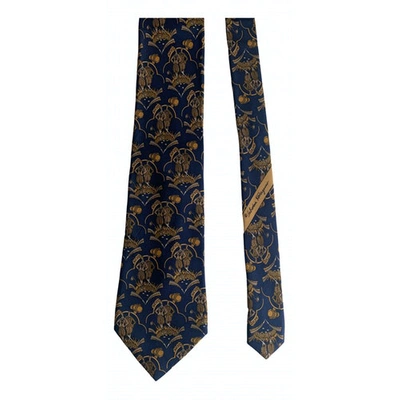 Pre-owned Ferragamo Silk Tie In Navy