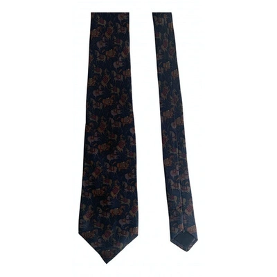 Pre-owned Ferragamo Silk Tie In Navy