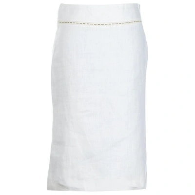Pre-owned Fendi Linen Mid-length Skirt In White