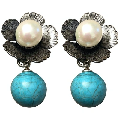 Pre-owned Philippe Ferrandis Earrings In Turquoise