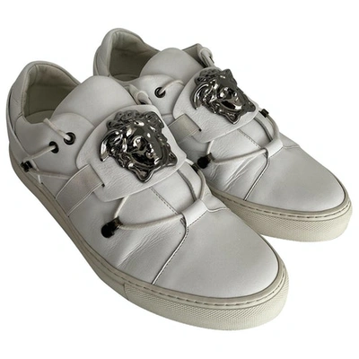 Pre-owned Versace Leather Low Trainers In White