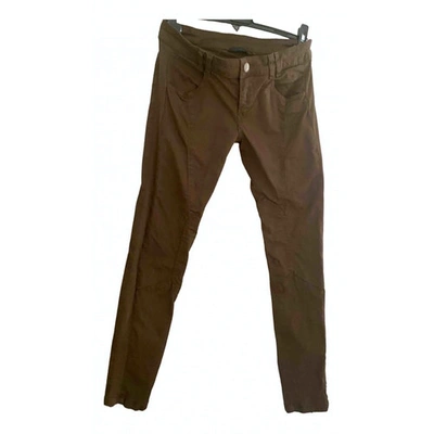Pre-owned Pinko Slim Trousers In Brown