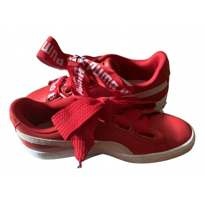 Pre-owned Puma Leather Trainers In Red