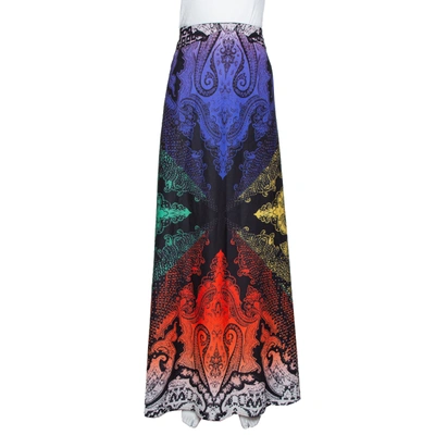 Pre-owned Etro Multicolor Paisley Print Stretch Silk Maxi Skirt M
