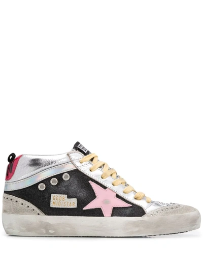 Golden Goose Mid Star Sneaker In Ice/silver/black/pink In Neutrals