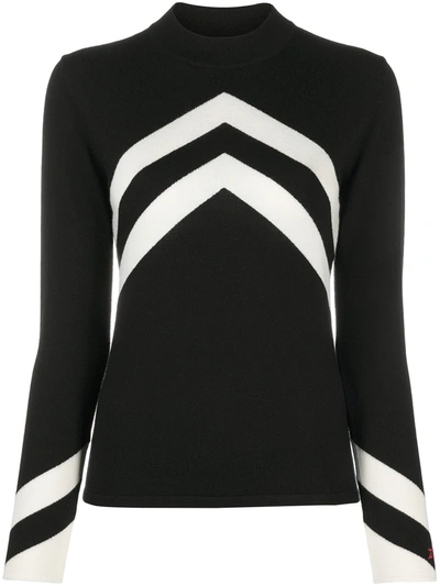 Perfect Moment Chevron-jacquard Wool Base-layer Sweater In Black