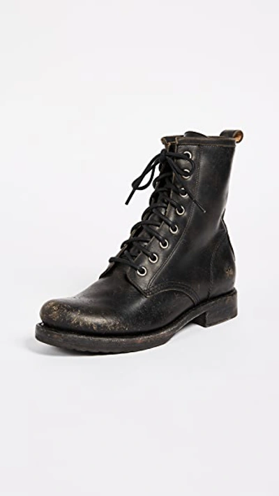 Frye Veronica Combat Boots In Black