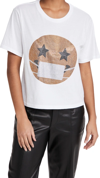 Le Superbe Keep Smiling Sequin Graphic Tee In White