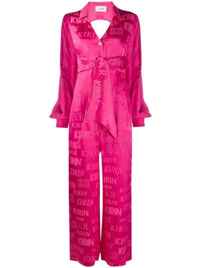 Kirin Tie-waist Bell-sleeve Jumpsuit In Pink