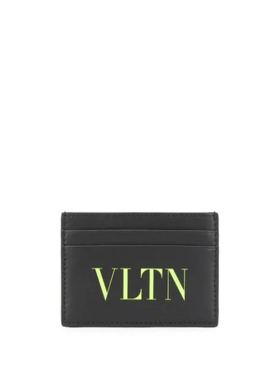 Valentino Garavani Neon Yellow Vltn Card Holder In Black