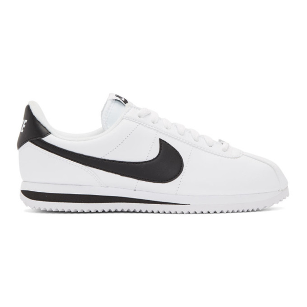 black and white leather cortez