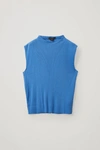Cos Oversized Collar Knitted Vest In Blue