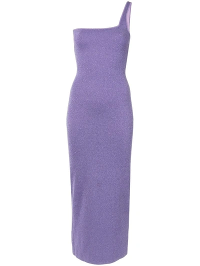 Bec & Bridge Adalane One-shoulder Metallic-weave Midi Dress In Purple
