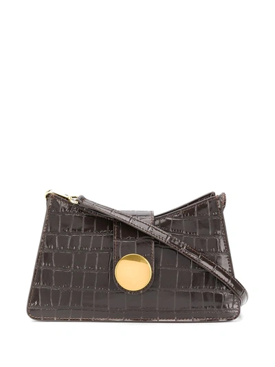 Elleme Baguette Crocodile-effect Leather Cross-body Bag In Brown