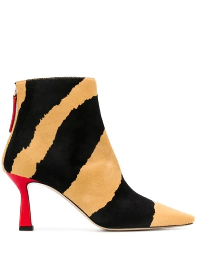 Wandler Lina Zebra-print Ankle Boots In Black