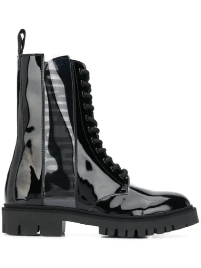Moschino Military-style Ankle Boots In Black