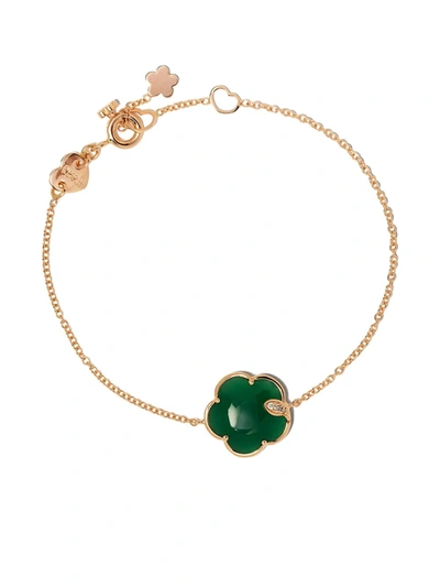 Pasquale Bruni Petit Joli 18k Rose Gold, Green Agate, & Diamond Flower Charm Bracelet In Green/rose Gold