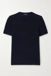 Theory Featherweight Cashmere Tee In Midnight Blue