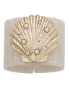 Joanna Buchanan Shell Resin Pearly White Napkin Rings, Set Of 4 In Gold