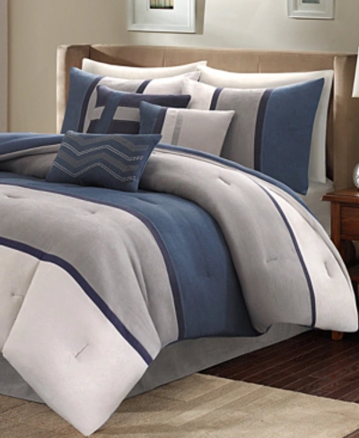 Madison Park Palisades 7-pc. Queen Comforter Set Bedding In Blue
