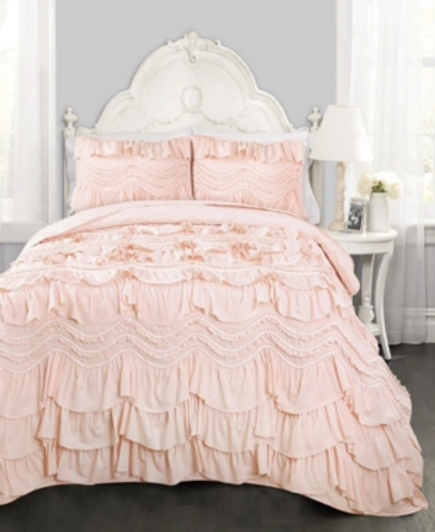 Lush Decor Kemmy Ruffled 3-pc Quilt Set, Full/queen In Blush