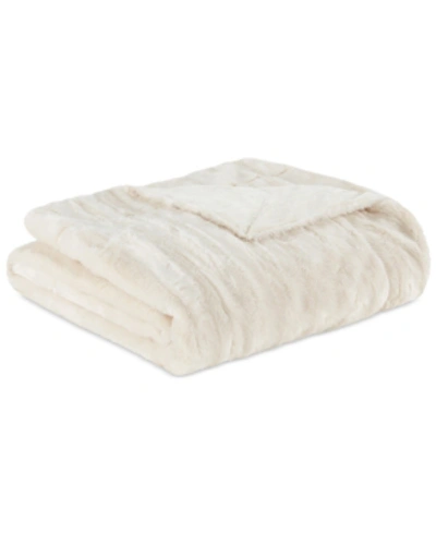 Madison Park Duke Ribbed Faux-fur Throw, 50" X 60" In Ivory