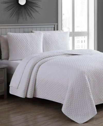 American Home Fashion Estate Fenwick Full/queen 3 Piece Quilt Set In White