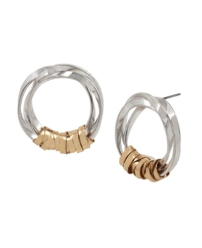 Robert Lee Morris Soho Circle Wrapped Button Earrings In Shiny Gold