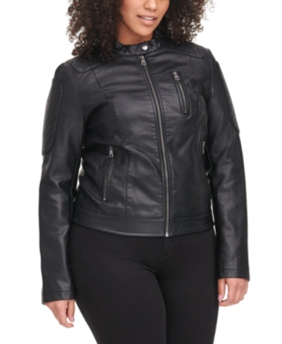 Levi's Plus Size Faux Leather Motocross Racer Jacket In Black