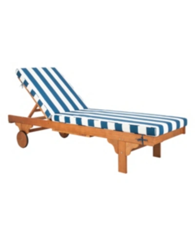 Safavieh Newport Chaise Lounge Chair With Side Table In Navy