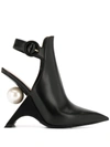 Nicholas Kirkwood Jazzelle Faux Pearl Leather Slingback Booties In Black