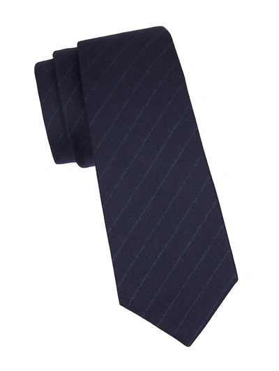 Kiton Pinstripe Silk Tie In Blue